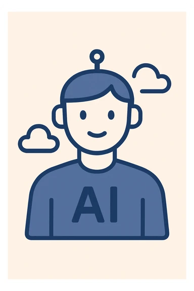 AI icon, modern minimal flat style sticker