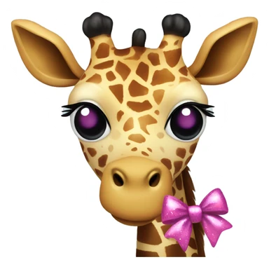 Giraffe toy with pink and black bow and sparkly eyes sticker