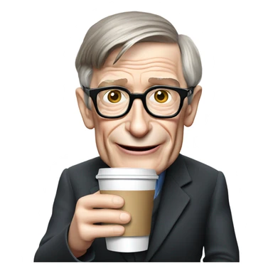 Stephen Hawking with plastic cup o coffee sticker