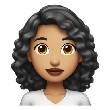 hispanic girl with wavy black hair and juicy lips posing sticker