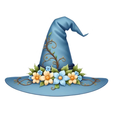 Light blue floral witch hat sticker