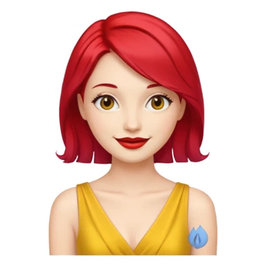 woman red lips, deifferent hair, yellow dress. sticker