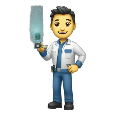 telecom technician and with a fibre optic in one hand sticker