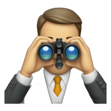 man in suit looking through binoculars sticker