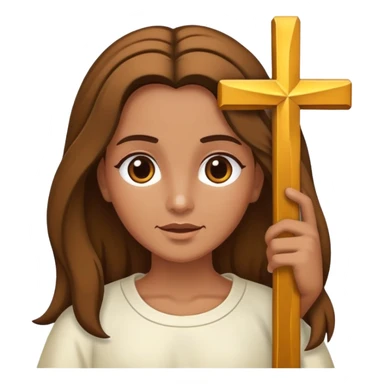 Faça uma menina morena de cabelo cacheado com as pontas claras, abraçando Jesus  sticker