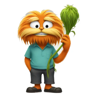 Lorax holding a Stanley  sticker