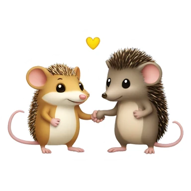 mouse and hedgehog holding hands sticker