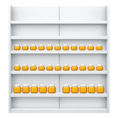 "Minimalist Japanese shelf display, products aligned identically in horizontal rows, each item repeated directly behind the other (multiple units in depth), vertically varied by type, clean spacing, precise symmetry, soft neutral lighting, front-facing packages, ultra-detailed." sticker