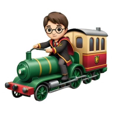 Harry Potter mowing the lawn on the Hogwarts Express train sticker