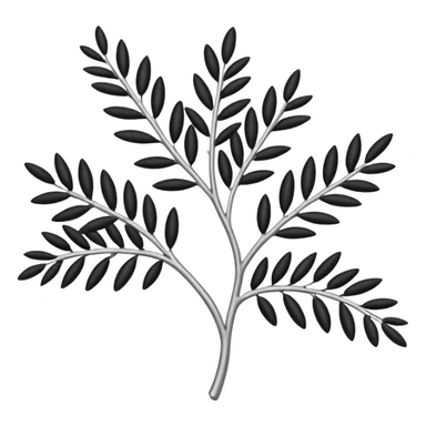 Black and silver filigree olive branch, 3D, extremely detailed design sticker