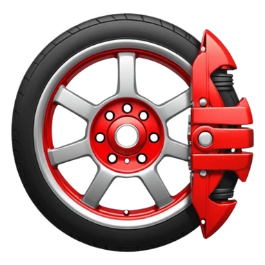 Car wheel emoji with red brake caliper sticker