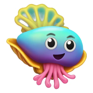 Neon mollusk with shell sticker