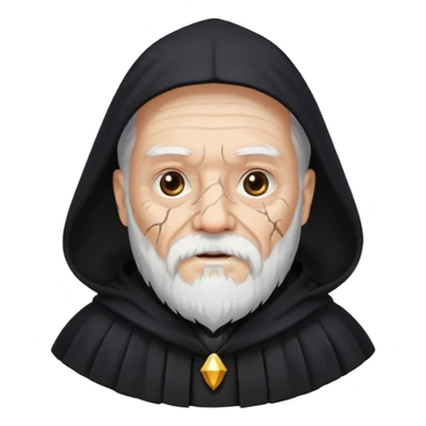 old wizard with black robe and cracked skin sticker