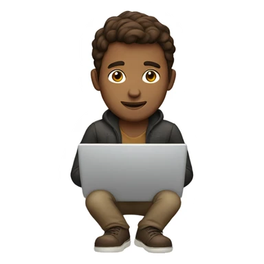 Brown hair man with laptop  sticker