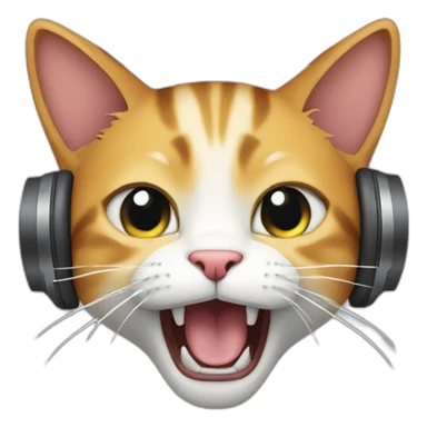 The cat is yelling in headphones sticker