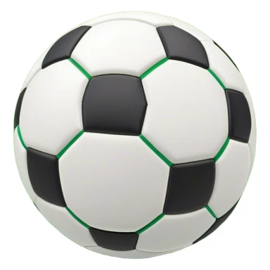 Cinematic Realistic image of a soccer ball with crisply detailed panel textures and precise stitching, set against a vibrant green pitch with dynamic natural lighting that highlights its athletic spirit sticker