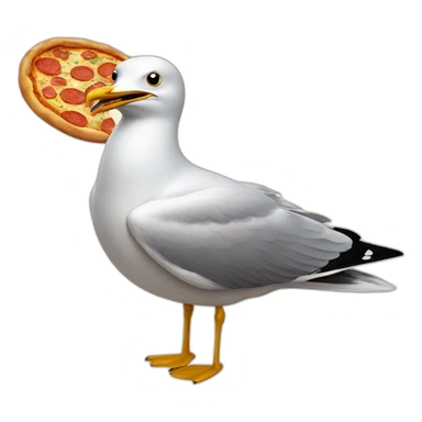 seagull with pizza sticker