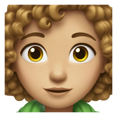 Girl with brown wavy hair with green  eyes sticker