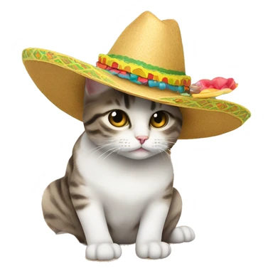 Cat wearing a sombrero on the beach sticker