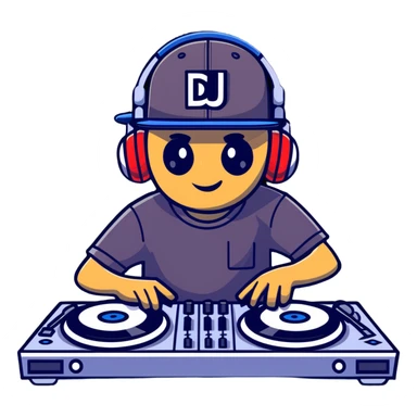 Russian rave artist DJ with cool cap performing electronic music sticker