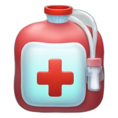 medical soft bag with red liquid sticker