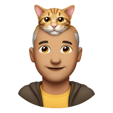 man with a cat ontop of his head sticker