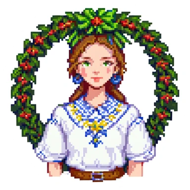 Ukrainian girl in a wreath and embroidered shirt sticker