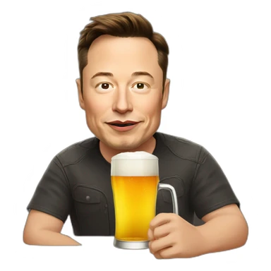Elon musk drinking a beer sticker