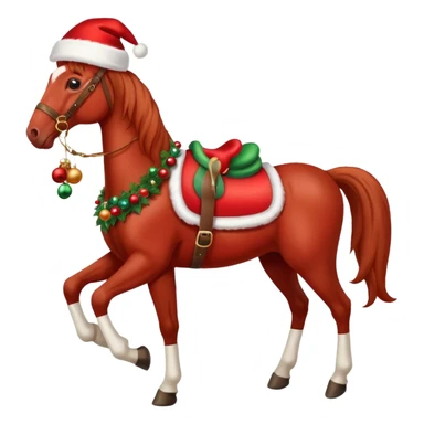 Christmas red horse with a full-length sticker