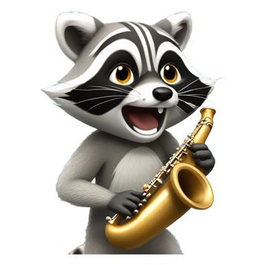 Raccoon playing a flute sticker
