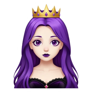 A gothic princess with long purple hair, in a black velvet dress sticker