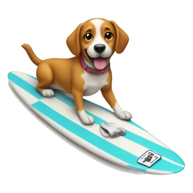 Dog on a surfboard sticker