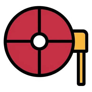 desiccant rotor with deep red body, face divided into 4 equal segments, white background, technical icon style sticker