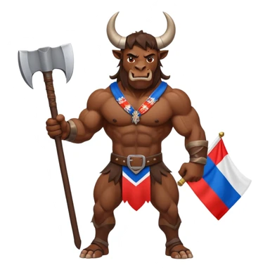 minotauro with axe and russian flag sticker