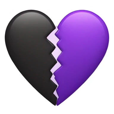 Half black and half purple split heart sticker