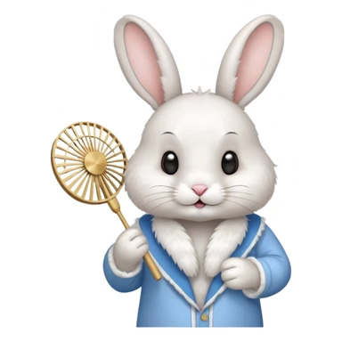 A rabbit hold a folding fan playfully sticker