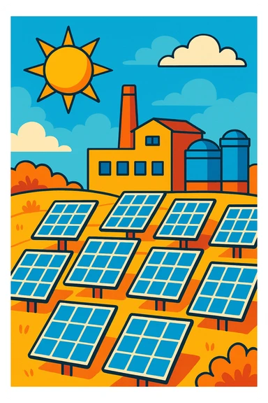 solar plant, vibrant cartoon style sticker
