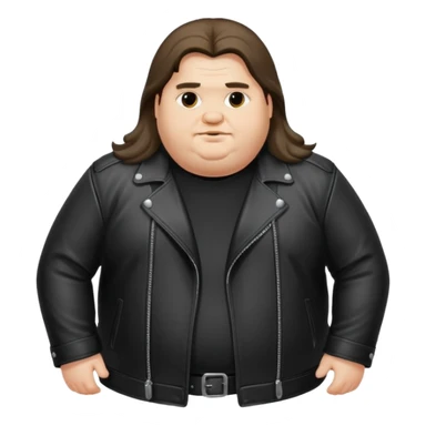 Long hair obese men in leather jacket sticker