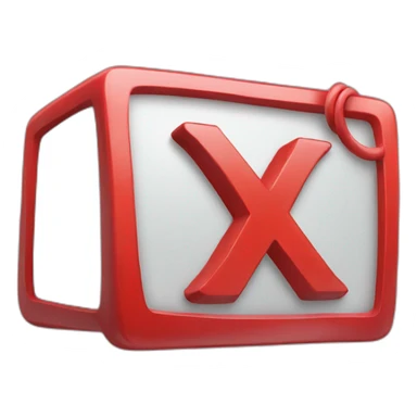 3d x letter red Color sticker