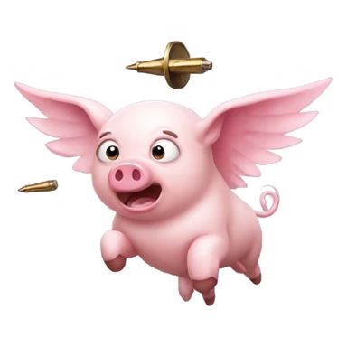 flying pig shooting rpg  sticker