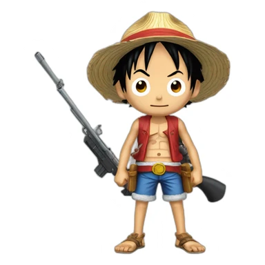 Luffy qui a un fusil a pompe sticker