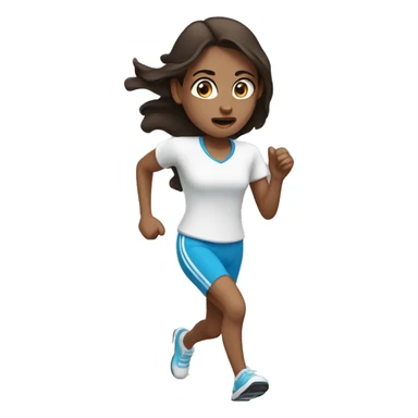 White Running girl out of breath with dark brownhair and blu eyes sticker