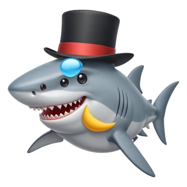 Shark with a top hat sticker