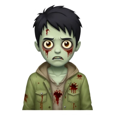 Boy zombie with social black hair sticker
