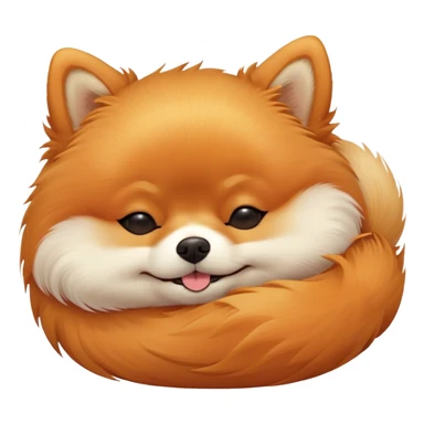 Meme-Worthy Cute Sleeping Orange Pomeranian Portrait Emoji, Head resting peacefully with a contented smile, showcasing a delightfully compact build and a luxuriously soft, fluffy orange Fur, eyes shut in a serene nap, Simplified yet hilariously adorable features, highly detailed, glowing with a soft, drowsy light, high shine, relaxed and utterly lovable, stylized with an air of playful laziness, bright and heartwarming, soft glowing outline, capturing the essence of a comically sleepy companion, so meme-worthy it feels like it could instantly become the next viral sensation of adorable slumber! sticker