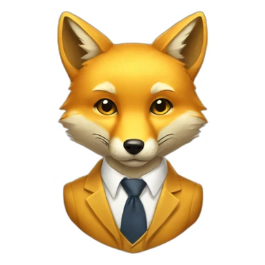 golden fox wearing a tie sticker
