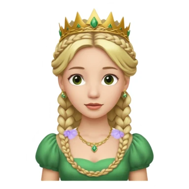 Princess in green Dress with Tiara, Braided Blonde Hair sticker
