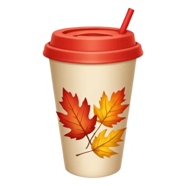 paper cup with autumn leaves around sticker