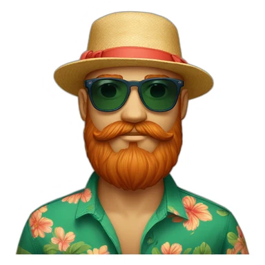bright-red-beard-wearing-a-floral-shirt-and-wearing-green-sunglasses-and-a-bucket-hat hugging sticker