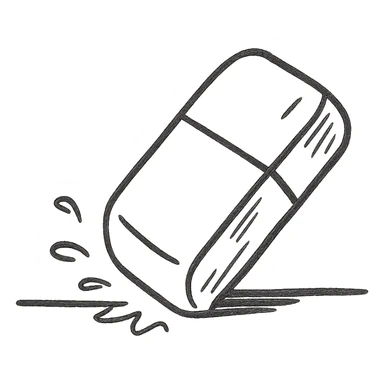Eraser removing line on paper sticker